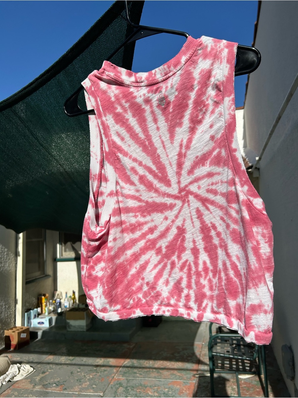 Free People movement Pink and White Tie-Dye Cropped love Tank s
